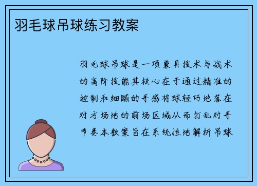 羽毛球吊球练习教案